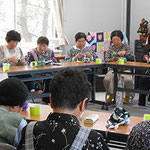 2013.5月　柚木仮設集会所　棒針ふさふさマフラー講習