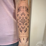 underarm ornamental fineline tattoo