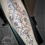 shin tattoo ornamental floral 