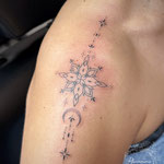 shoulder ornamental fineline tattoo