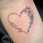 heart flower floral family script text tattoo fineline