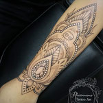 ornamental dotwork fineline tattoo