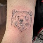bear face cute fineline tattoo