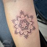 mandala dotwork fineline tattoo