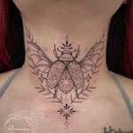 bug insect throat tattoo fineline dotwork ornamental