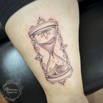 hourglass fineline tattoo ornamental