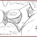 Croquis masque Tourmenteur réalisé par Esprit Cuir.