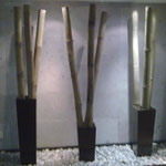 Floreros de Madera con Bambues 