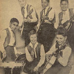 THE BRIGHT STARS 1962 - Met de broers Frank (solo), Roy (met zelfbouw V-bas van Boy Jansen) en Ferry van den Eeckhout (drums); later naar The Sky Devils. Henny Huisman (links boven), Chris Fronik (rechts onder) en Gré Sikkes (midden).