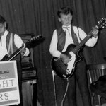 THE BRIGHT STARS 1962 - vlnr: Frank van den Eeckhout, Henny Huisman en Roy van den Eeckhout (met zelfbouw V-bas van Boy Jansen)