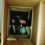 Bodybox, 1999, inside view with performer