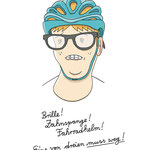 Leinwanddruck "Brille! Zahnspange! Fahrradhelm! Eines von dreien muss weg!"