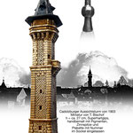 Miniatur in Super-Hartgips - Nach eigenen Fotografien u. Bauplan modellierter Turm, mit Silikon abgeform, 100er Auflage / 2007