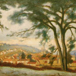 "Chambon vu de la route de Gouzon" -huile