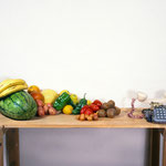Livingroom Tabel, with fruits, vegetables and functional telefon, Oakland 1990