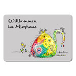 lustige Fußmatte mit Katze und Spruch "Willkommen im Miezhaus, waschbar, 40x60 cm, UKo-Art