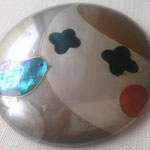 compact mirror of white mother of pearl shell and silver work