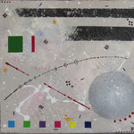 Composition géométrique abstraite aux formes colorées inspiration Kandinsky, Miró