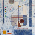 Composition géométrique abstraite aux formes colorées inspiration Kandinsky, Miró