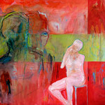 "shoshi is looking forward to bath"  Oil on canvas, 200x300