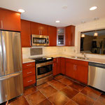 Maple Cabinets with Cherry Stain, Stainless Steel Appliances