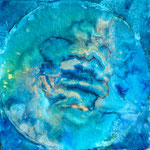 Planet | Mischtechnik auf handgeschöpftem Papier auf Leinwand | 100 x 100 cm | 2022