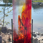 Feuer, Glasarbeit in Fusionstechnik, 40 x 135 cm, 2025
