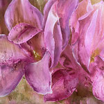 Burgund Magnolien | Mischtechnik auf Leinwand | 100 x 150 cm | 2026