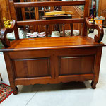 banc à dos coffre en merisier lg 92 cm pf 44 cm ht 92.5 cm