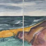 2005 Steilküste, Aquarell auf Karton 30x60cm