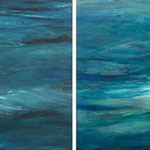 2012  Serie vom Wasser,  Acryl auf Papier je 40x40cm
