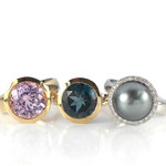 Ringe in Rosé- und Weißgold mit Kunzit, London-Blue Topas und Tahiti-Zuchtperle