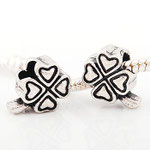 "Klee", Perle veredelt mit 925 Sterling Silber, versilbert, 10 x 13 mm, Loch 4,5 mm