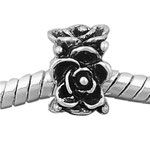 "Rosenblüten", Perle veredelt mit 925 Sterling Silber, versilbert, 6 x 9 mm, Loch 4,5 mm