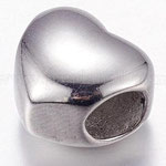 "Massives Herz rundlich", Perle aus Edelstahl, 11 x 11 x 8 mm, Lochgröße 5 mm
