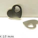 Edelstahl-Herz im Herz, 18 x 15 mm - auf Wunsch mit Gravur