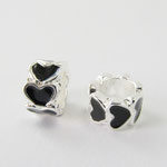 Perle "schwarze Herzen", Größe ca. 8 x 5 mm