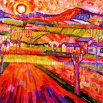 La primavera rossa - olio su tela - 1978 - cm 39x49