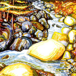 Il torrente - acquapen su carta - 1981 - cm 33x40