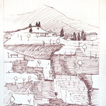 "Aldilà del lago" - aprile 1962 - pennarello su carta - cm. 33x30