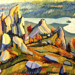 Rocce sul Mottarone - olio su tela - 1980 - cm 50x60
