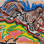 "Cavallo" - anno 1997 - cera su carta -  cm. 24x32