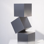 「Three cubes」 stainless steel, magnet  :  w 19 d 19 h 43cm