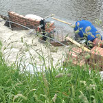 Week 14, 3 juni 2019: Het eerste stukje kademuur is gemetseld