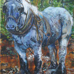 Rückepferd 3 (Kommern), Acryl auf Leinwand, 100cmx75cm, 2010 / 1.200€.
