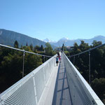 Hängebrücke in Sigriswil. 340 Meter lang und 180 Meter über Boden.