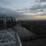 View from the top of the London Eye at dusk