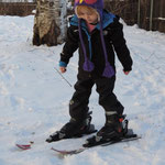 Cate tries our her skis.