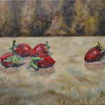 苺 Fraises   24.2×33.3cm カンバスに油彩  l'huile sur toile   2001