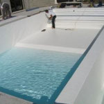 Pose PVC Armé Blanc suite fuite d'eau piscine Aix en Provence